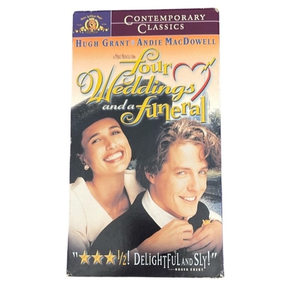 5/$25 Four Weddings and a Funeral VHS Romantic Comedy 1993 MGM Grant MacDowell - Picture 1 of 4